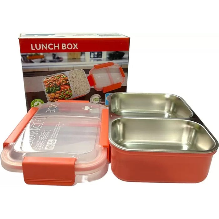 𝗗𝘂𝗮𝗹-𝗖𝗼𝗺𝗽𝗮𝗿𝘁𝗺𝗲𝗻𝘁 𝗟𝗲𝗮𝗸-𝗣𝗿𝗼𝗼𝗳 𝗦𝘁𝗮𝗶𝗻𝗹𝗲𝘀𝘀 𝗦𝘁𝗲𝗲𝗹 𝗟𝘂𝗻𝗰𝗵 𝗕𝗼𝘅 𝗳𝗼𝗿 𝗞𝗶𝗱𝘀 𝗮𝗻𝗱 𝗢𝗳𝗳𝗶𝗰𝗲