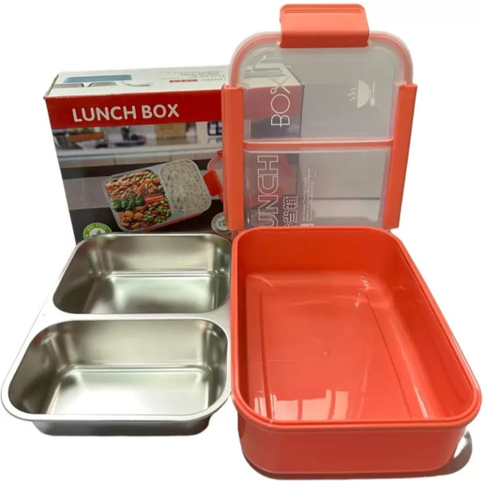 𝗗𝘂𝗮𝗹-𝗖𝗼𝗺𝗽𝗮𝗿𝘁𝗺𝗲𝗻𝘁 𝗟𝗲𝗮𝗸-𝗣𝗿𝗼𝗼𝗳 𝗦𝘁𝗮𝗶𝗻𝗹𝗲𝘀𝘀 𝗦𝘁𝗲𝗲𝗹 𝗟𝘂𝗻𝗰𝗵 𝗕𝗼𝘅 𝗳𝗼𝗿 𝗞𝗶𝗱𝘀 𝗮𝗻𝗱 𝗢𝗳𝗳𝗶𝗰𝗲