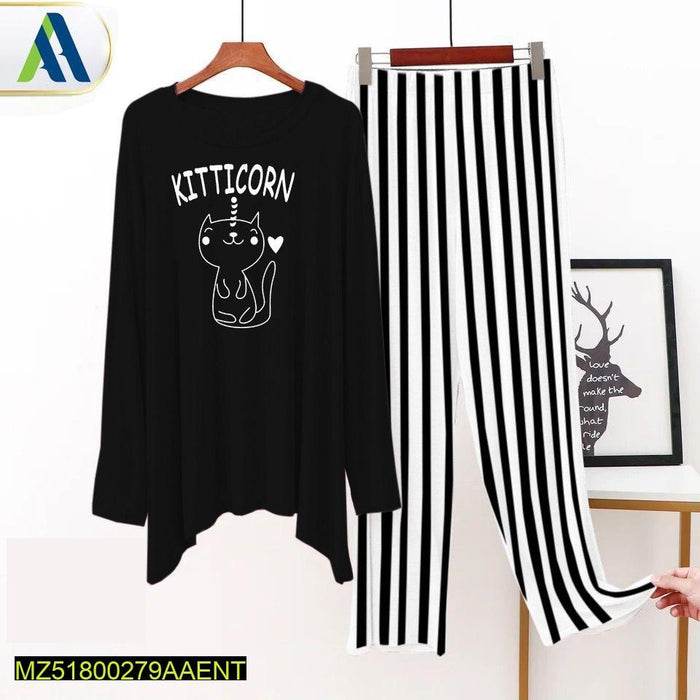 𝟮 𝗣𝗰𝘀 𝗪𝗼𝗺𝗲𝗻'𝘀 𝗦𝘁𝗶𝘁𝗰𝗵𝗲𝗱 𝗝𝗲𝗿𝘀𝘆 𝗣𝗿𝗶𝗻𝘁𝗲𝗱 𝗦𝗹𝗲𝗲𝗽𝘄𝗲𝗮𝗿